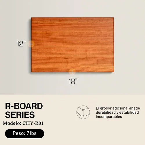 Vista 2 de John Boos R-Board Series Tabla de cortar rectangular de madera de cerezo de 18 x 12 pulgadas, 1.5 pulgadas de grosor, bloque de carnicero reversible