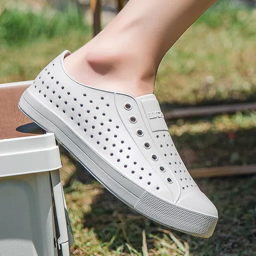 Vista 5 de FLIOZY Zuecos de jardín impermeables para hombres y mujeres, zapatos ligeros y transpirables de EVA sin cordones, cómodos y antideslizantes, calzado