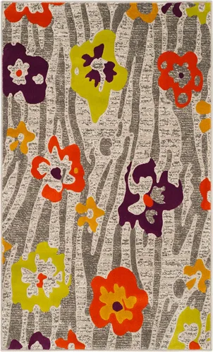 Vista 8 de SAFAVIEH Porcello Collection - Alfombra de pasillo, 2 pies 4 pulgadas x 6 pies 7 pulgadas, gris claro y morado, diseño floral, no desprende pelusa