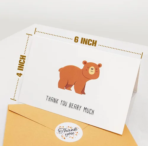 Vista 3 de Juego de 48 Tarjetas de Agradecimiento, Paquete de Tarjetas de Notas de Agradecimiento con Juegos de Palabras de Animales, Tarjetas de Animales