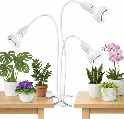 Vista 10 de Luz LED de Crecimiento, Lámpara de Plantas con Clip de Cuello de Cisne de Espectro Completo Blanco 5000K para Plantas de Interior de Escritorio
