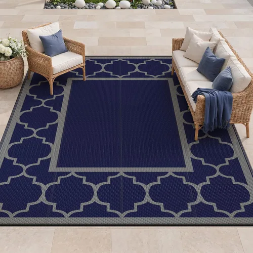 Vista 41 de GENIMO - Alfombra para exteriores de 8 x 10 pies, para patio, espacios amplios, impermeable, de pajillas de plástico, alfombra reversible