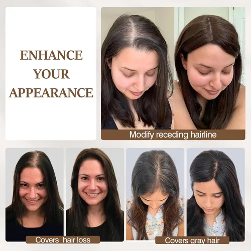 Vista 8 de Rich Choices Pelucas con topper de cabello para mujeres, cabello humano real 100% Remy, sin flequillo, para mujeres con adelgazamiento en la parte