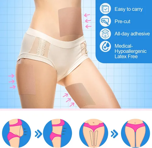 Vista 5 de Geiserailie 3 rollos de cinta de levantamiento de abdomen para espalda, tamaño surtido, parche de levantamiento de muslos, cinta trans