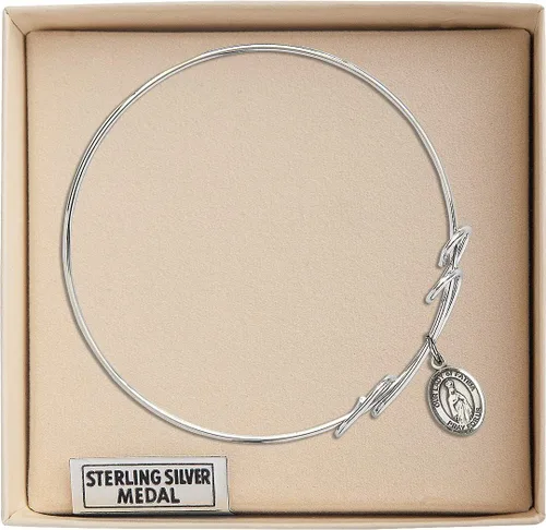 Vista 3 de Pulsera redonda de doble lazo con Nuestra Señora de Fátima en plata de ley