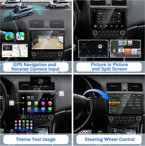 Vista 4 de Radio de coche Android para Honda Accord 7ª 2003 2004 2005 2006 2007, estéreo de coche integrado Carplay y Android Auto, con navegación GPS, WiFi