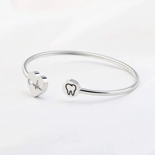 Vista 4 de WUSUANED Pulsera de collar de dentista, higienista dental, regalo de joyería para asistente dental, higienista dental, Acero inoxidable