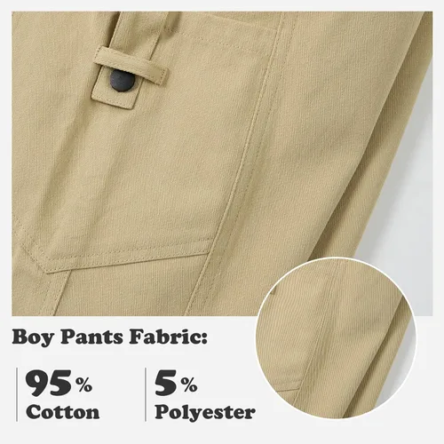 Vista 4 de Rolanko Pantalones cargo para niños, casuales, con cintura elástica, para senderismo, holgados, para exteriores, 4-14 años