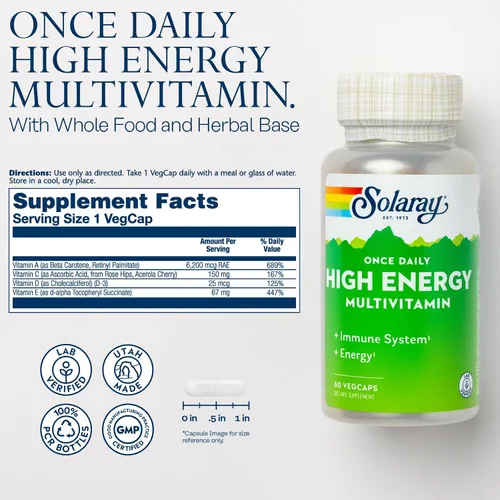 Vista 2 de SOLARAY Polvo de glicinato de magnesio de 350 mg y paquete multivitamínico de alta energía – Magnesio quelado y una vez al día Multi – Salud ósea