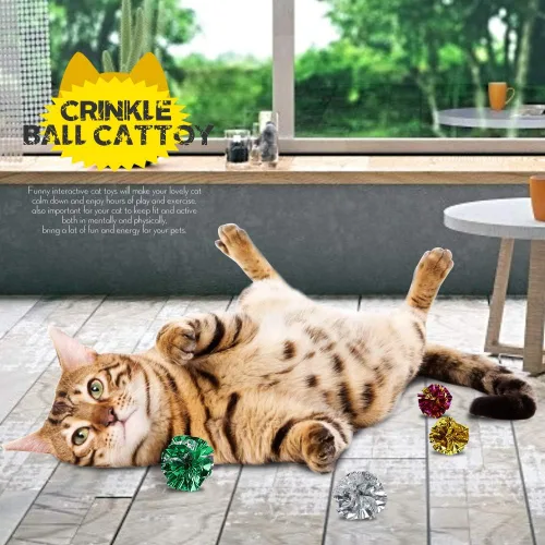 Vista 5 de Paquete de 25 bolas arrugadas para gatos, bolas arrugadas originales de Mylar (color al azar)