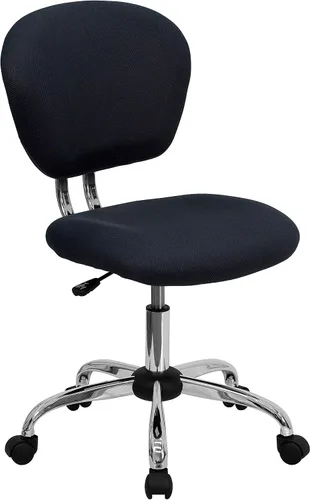 Vista 19 de Silla de trabajo de malla con respaldar medio Flash Furniture con brazos y base, Metal, Marrón café