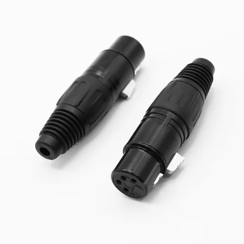 Vista 5 de Conector de cable XLR de 4 pines XLR de 4 pines, conector hembra de conector de micrófono, conector de cable de micrófono, conector de audio, negro