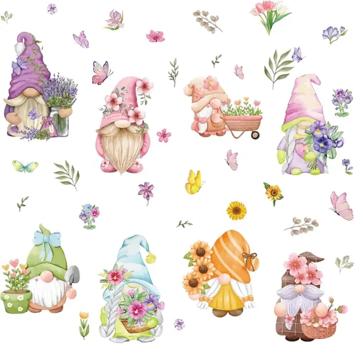 Vista 8 de CRASPIRE 8 estilos de tulipanes de flores, mariposas, calcomanías de pared de PVC floral, impermeables, autoadhesivas, vinilo autoadhesivo