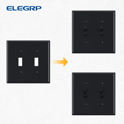 Vista 4 de ELEGRP Placas de pared para interruptor de palanca de 2 posiciones, cubierta frontal termoplástica irrompible de tamaño mediano para interruptores