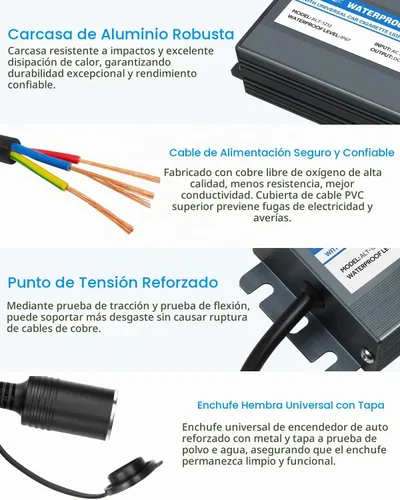 Vista 5 de ALITOVE Convertidor de CA a CC de 110V a 12V 12.5A 150W máximo Fuente de alimentación para exteriores 13 pies IP67 Adaptador de CA/CC impermeable