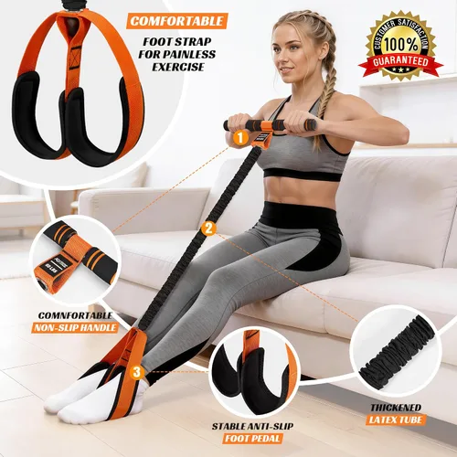 Vista 2 de KUTIZE Multifunction Pedal Resistance Band with Handle, Upgraded Exercise Equipment with Soft Foot Pedal for Sit Up & Full-Body Home Gym Workouts