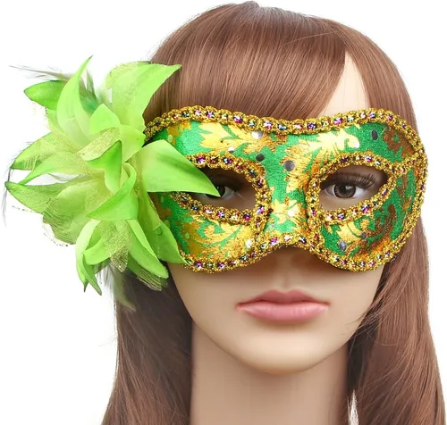 Vista 2 de IETANG Juego de 10 máscaras venecianas de Mardi Gras, accesorios de fiesta
