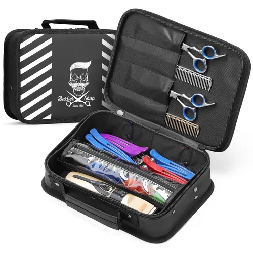 Vista 10 de Segbeauty Bolsa de herramientas de peluquería, estuche de transporte de maquillaje de viaje de piel sintética, kit de aseo de corte para peluquería