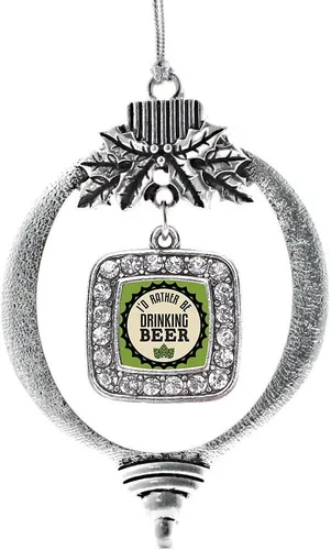 Vista 161 de Inspired Silver - Bon Voyage Cruise Ship Charm Ornamento – Adornos navideños cuadrados de plata con joyas de circonita cúbica