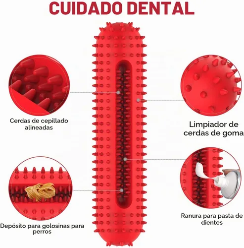 Vista 4 de Petizer - Juguete chirriante para perros masticadores agresivos, cepillo de dientes resistente, juguete dental para masticar, juguete de goma