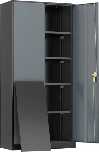 Vista 11 de Greenvelly Gabinete de almacenamiento de metal, gabinete de almacenamiento de metal con bloqueo de 63" de alto con puertas y 4 estantes, armarios