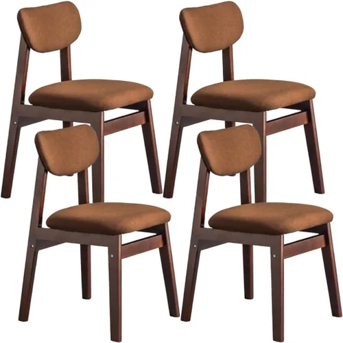 Vista 10 de YVYKFZD Dining Chairs Set, Solid Wood Kitchen Chairs, Upholstered Dining Room Chair with Curved Backrest, Living Room Chair with Removable Fabric