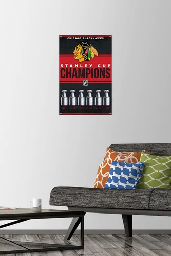 Vista 2 de Trends International NHL Chicago Blackhawks - Póster de pared de Champions 23, 14.72 x 22.37 pulgadas, paquete de póster premium y alfiler