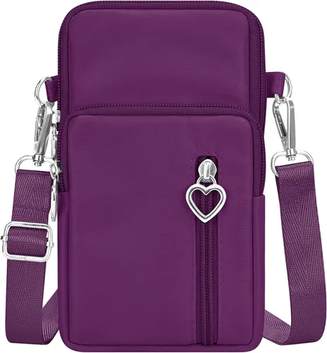 Vista 15 de YINHEXI Bolsos cruzados pequeños para mujer, a la moda, mini compartimento triple para teléfono celular, monederos cruzados Negro