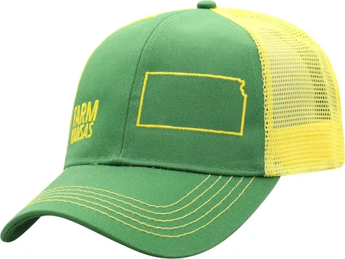 Vista 45 de John Deere Gorra de béisbol con logotipo y malla trasera con contraste, para hombre