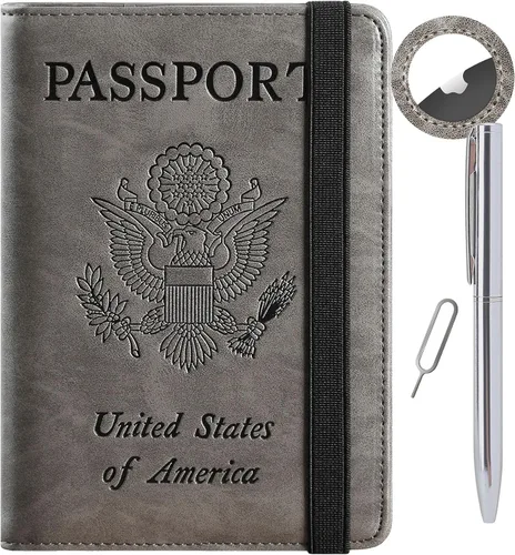 Vista 12 de Passport Holder, Travel Essentials, Passport Cover, RFID Travel Wallet 113#Negro