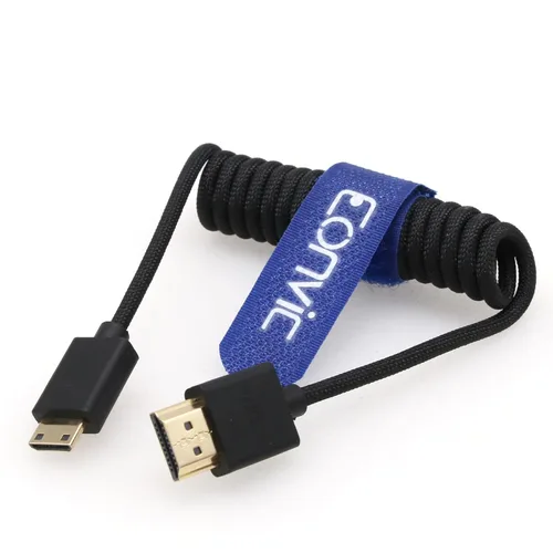 Vista 9 de 2.1 HDMI 8K HDMI macho a mini HDMI macho cable extensor de alta velocidad para monitor Canon Nikon Panasonic GH3 (negro en espiral 19.7 in)
