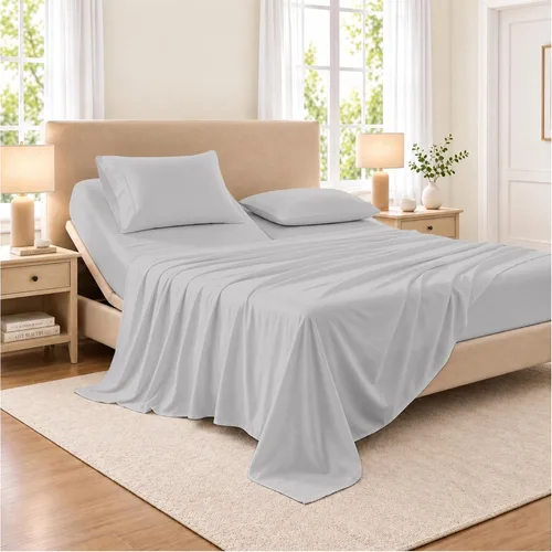 Vista 36 de SGI bedding Sábana Queen de 28 pulgadas con cabecera flexible y parte superior dividida, 100% algodón egipcio - 600 número de hilos, sábanas de 01