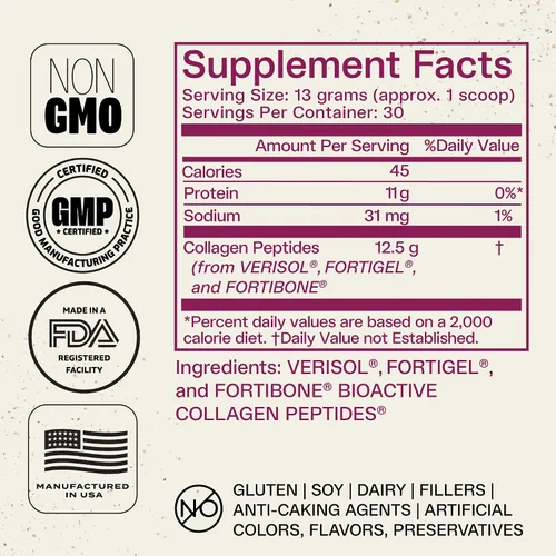 Vista 5 de FORTIBONE® Colágeno - 3 péptidos de colágeno bioactivos clínicamente apoyados con FORTIBONE®, FORTIGEL®, VERISOL® colágeno sin sabor para mujeres