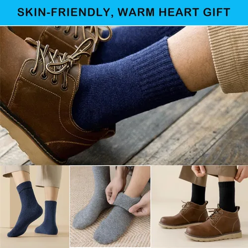 Vista 6 de MOSOTECH 5 Pairs Wool Socks for Men, Size 7-12, Cozy Cushioned Crew Boot Socks Thermal and Warm for Winter Spring Work Hiking
