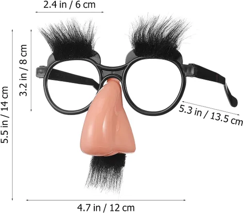 Vista 9 de Gafas de disfraz con divertidas cejas de nariz, nariz y anteojos, disfraz clásico, bigote, recuerdos de fiesta para disfraz de Halloween, fiestas
