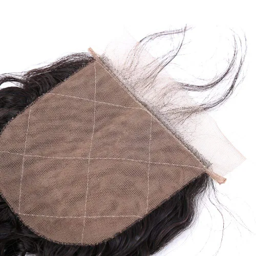 Vista 11 de Cabello humano con base de seda 4x4 con cierre de encaje con cabello de bebé, ondulado, cierre de cabello virgen brasileño, parte libre, color Parte