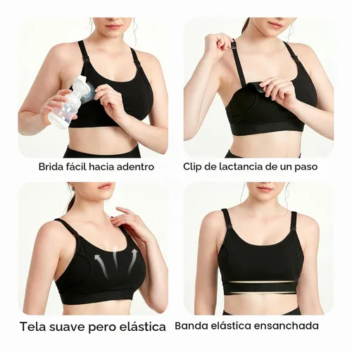 Vista 4 de Brasier de extracción manos libres, cómodo brasier de extractor de leche con almohadillas, brasier de lactancia ajustable para bombeo. Se adapta a