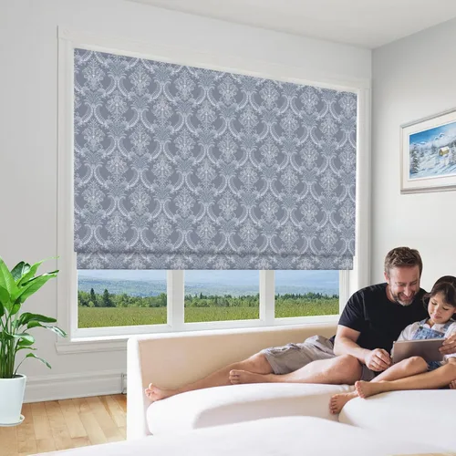 Vista 3 de Sunbox Persianas romanas sin cordón, de tela lavable, persianas romanas opacas para ventanas, puertas francesas, cocina, patrón floral en damasco