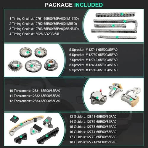 Vista 4 de Kit de cadena de distribución para Chevrolet Tracker 2001-2004, 1999, 2000, 2001, 2002, 2003, 2004, 2005, 2006, para Suzuki Grand Vitara, 2004