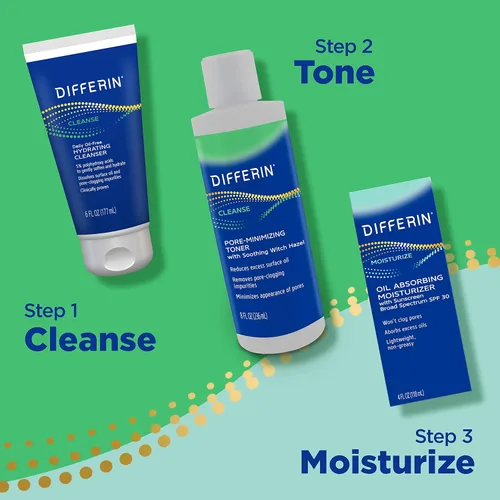 Vista 3 de Differin Limpiador facial, lavado facial hidratante diario sin aceite por los fabricantes de Differin Gel, cuidado suave de la piel para pieles