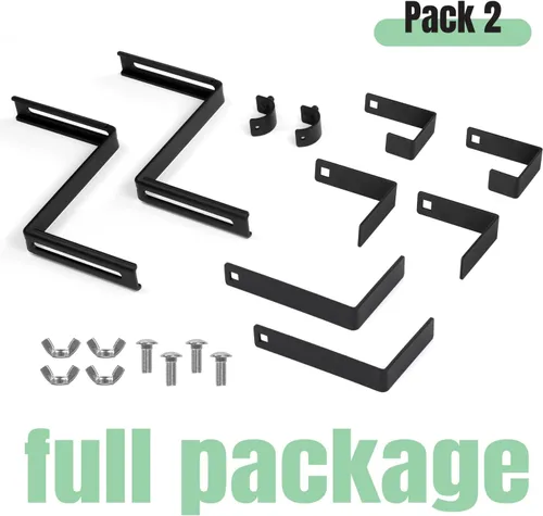 Vista 3 de Soporte ajustable para macetero, negro, 1 par, para colgar, hierro de aleación de acero de aleación, compacto, sin taladro, se adapta a 5-8.3