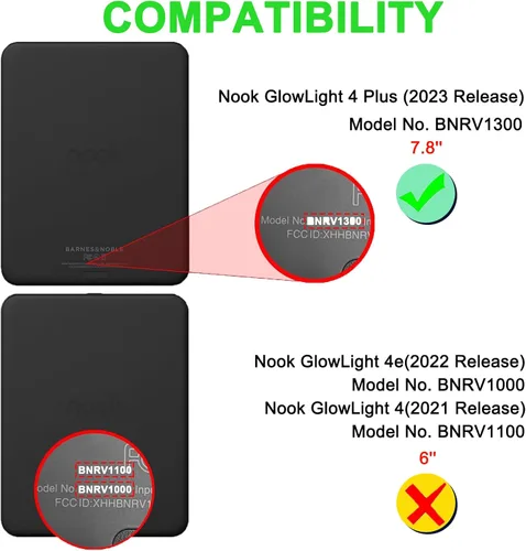 Vista 2 de Caweet Funda para Nook GlowLight 4 Plus de 7.8 pulgadas versión 2023, funda protectora plegable de piel sintética premium con ranura para tarjetas