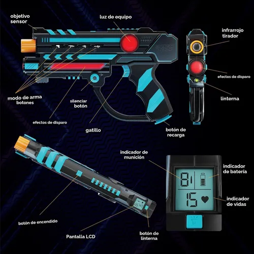 Vista 4 de Squad Hero Sensores láser recargables de 360° + LCDs - Juego de 4 ideas de regalo de cumpleaños para niños, adolescentes y adultos, niños y niñas