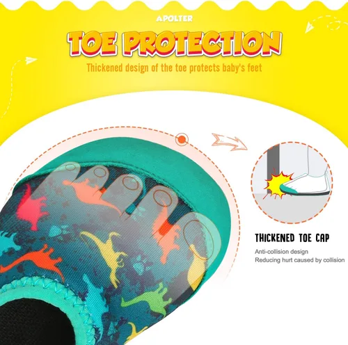 Vista 2 de Zapatos de agua o natación estilo calcetín para niños, unisex, antideslizantes, para la playa o piscina, color aguamarina