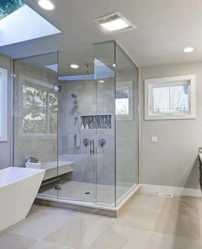 Vista 2 de Akicon Extractor de baño, ultra silencioso de 90 CFM 1.5 Sones Ventilación LED con luz (bombilla LED base E26 de 12 W incluida)