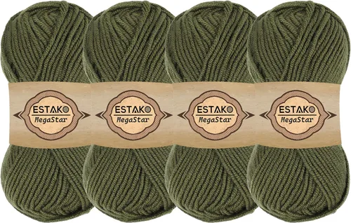 Vista 26 de Estako Megastar, 3.52 Oz (100g) de hilo de acrílico 75% y lana 25%, suave, peso grueso voluminoso #5 para crochet y tejer 120 yardas (110m)