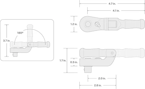 Vista 6 de TEKTON Trinquete plegable de liberación rápida, corto y grueso de 3/8 de pulgada SRH35104