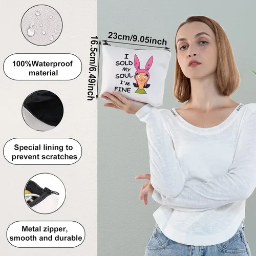 Vista 2 de WZMPA Bolsa de maquillaje para fanáticos de las películas de dibujos animados, regalos inspirados en dibujos animados, "I Sold My Soul I'm Fine