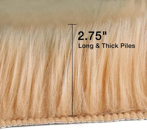 Vista 2 de duduta - Alfombra de pelo sintético de lana de oveja beige 2x3 pies, suave y esponjosa, funda para silla de pelo mullido, alfombra pequeña