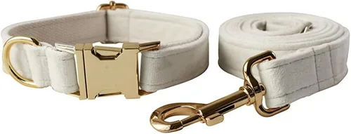 Vista 19 de Love Dream Juego de collar y correa de terciopelo para perro, suave y cómodo, correa ajustable y collar con hebilla de metal resistente para perros